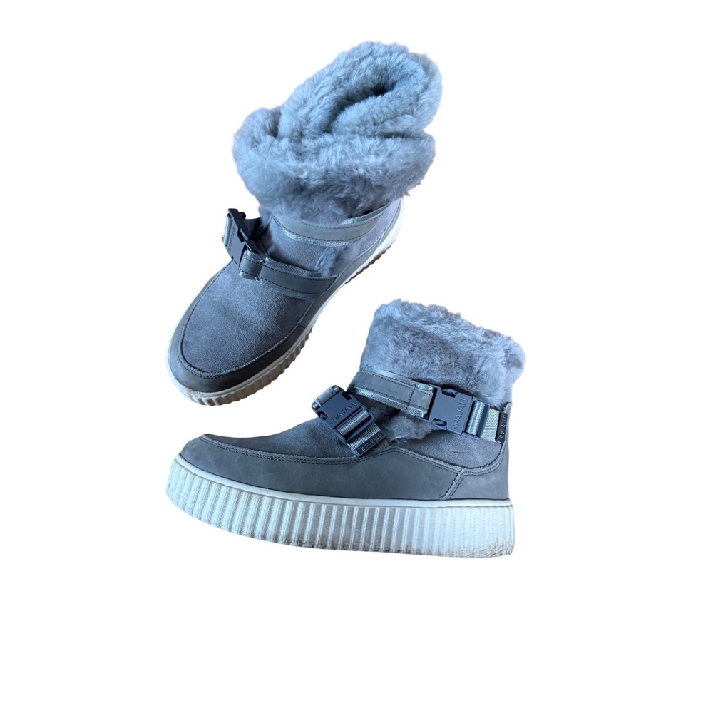 Pajar Canada Grey Suede Sheepskin Fur Buckle Winter Boots Women Size 8-8.5 39
